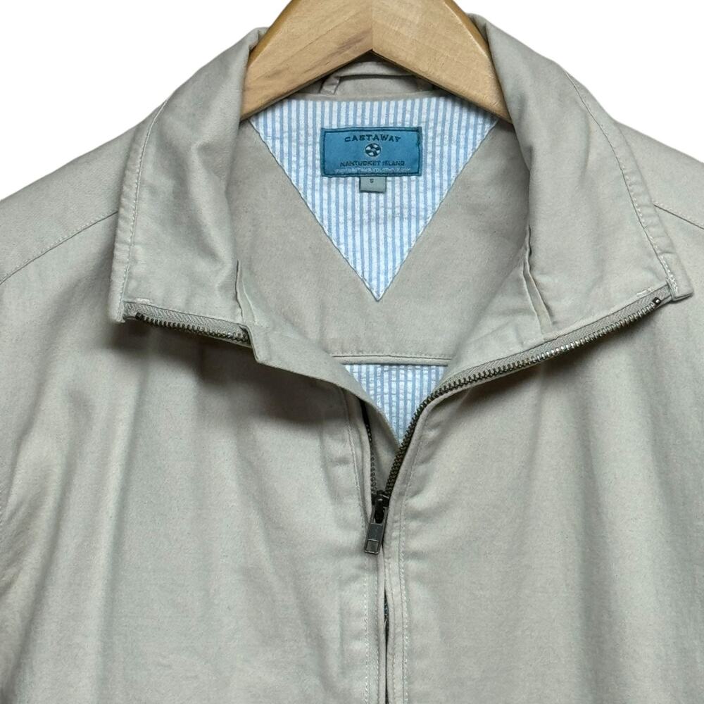 Castaway Nantucket Men's Mariner Jacket Tan Khaki Full Zip Preppy Small - Picture 4 of 10